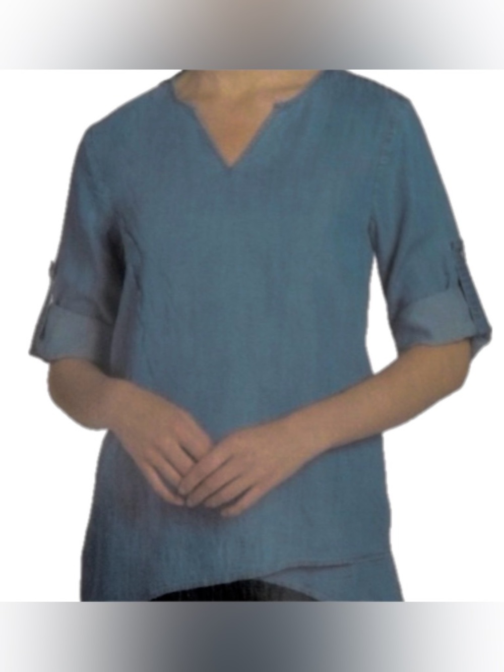 Philosophy Roll Tab Chambray Top - Picture 5 of 5